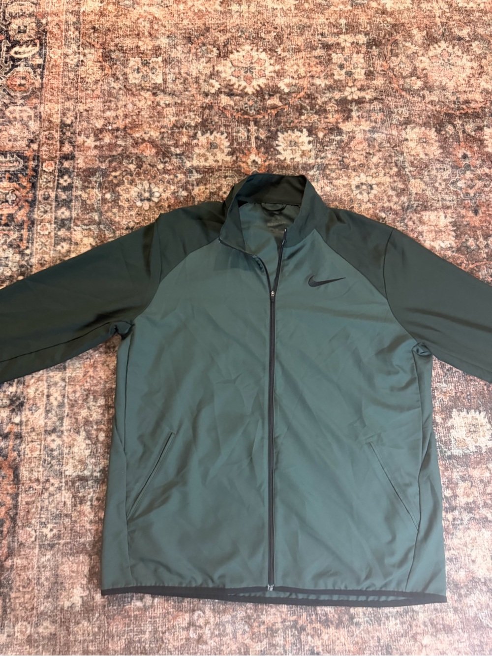 Nike Dri-FIT Men's Green Full-Zip Track Jacket Pockets Size XL Polyester